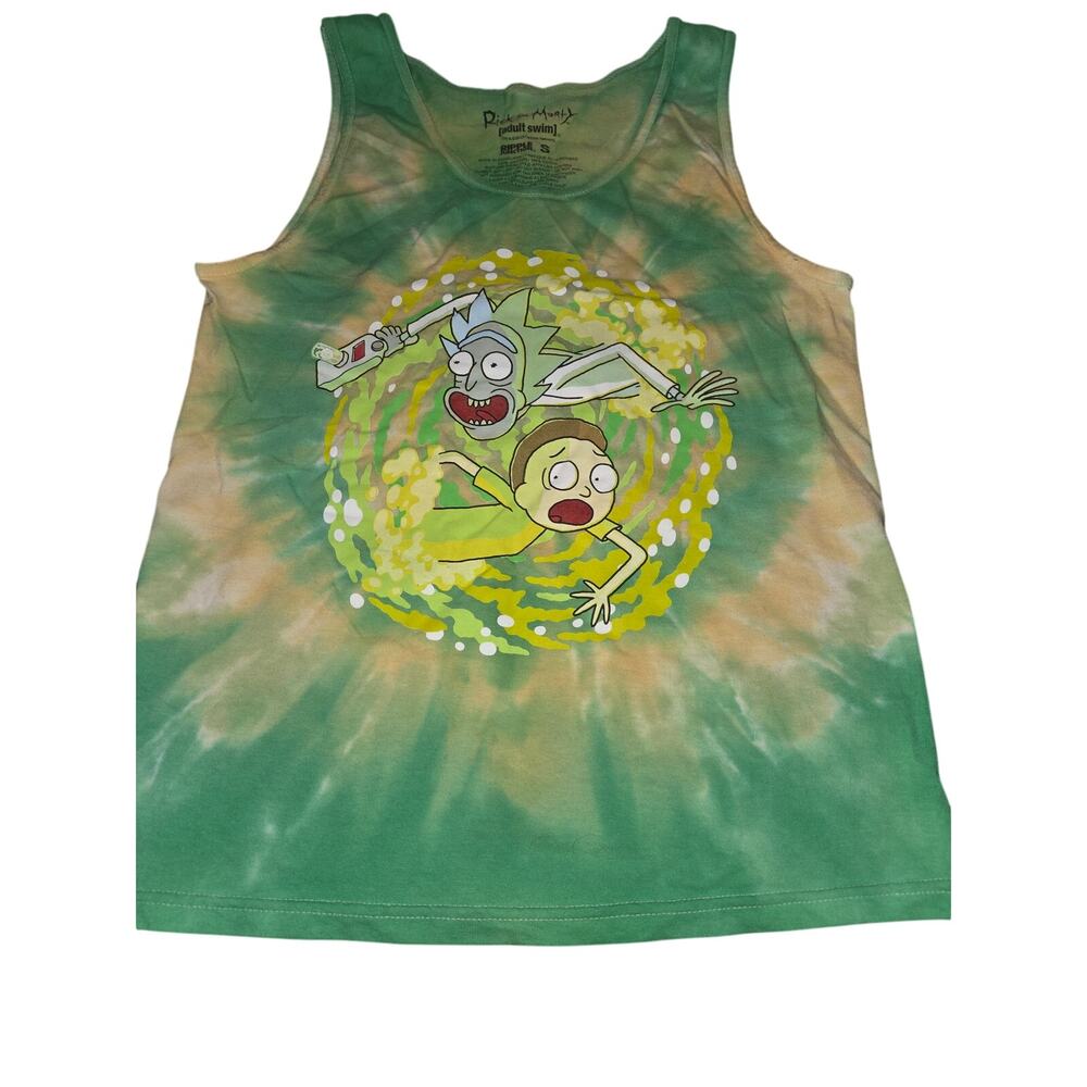 Rick And Morty Adult Swim Tie Dye Tank Top Green Yellow Size Small